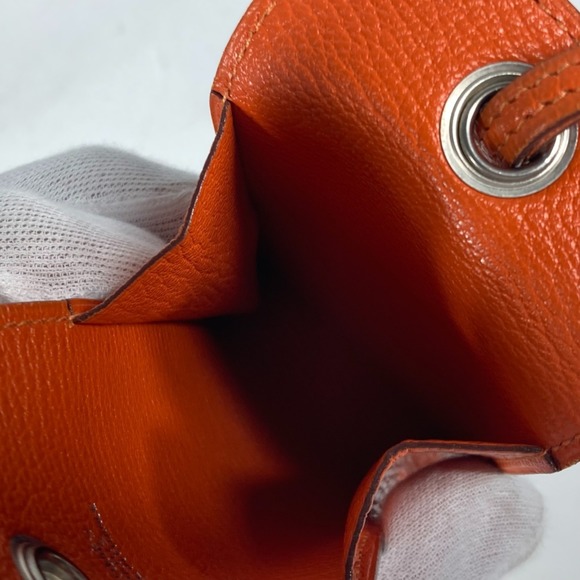HERMES Vespa pouch with strap, leather, ladies, orange - Picture 6 of 10
